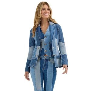 Wrangler + Lainey Wilson Patchwork Denim Blazer Women's Size S Boho Chic Western